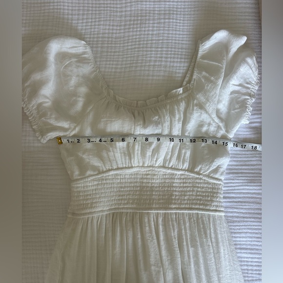 Speed Limit Flowy Boho Fairycore Cottagecore White Tie-Back Maxi Dress, Large - Picture 10 of 11